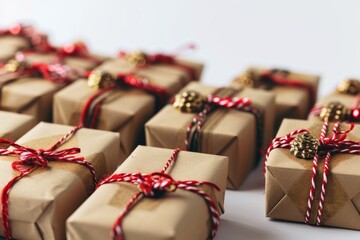 High-Tech Cyber Monday: Rows of Cardboard Gift Boxes on White Background