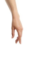 Relaxed female hand with fingers downward.