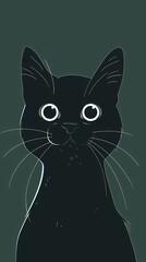 Green background cartoon black kitten illustration poster background
