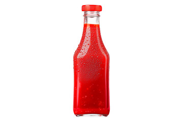 Red ketchup bottle isolated on white transparent background