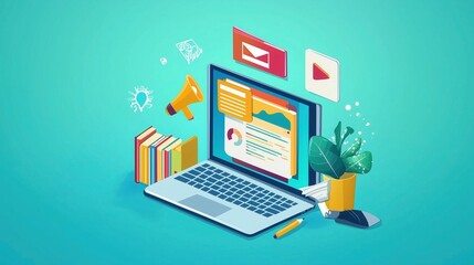 online education, e-learning education concept, learning with video tutorial or webinar, internet lessons, knowledge base