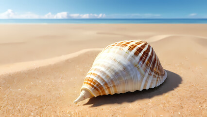 Realistic illustration of a shells on the beach sand