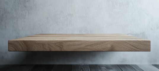 Floating wood bench and sunlight shadow wall. Generative AI technology.	
