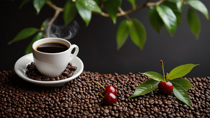 Elegant Coffee Beans and Cup Backgrounds for Stunning Designs | Rustic Coffee Beans and Cup Stock Images for Creative Projects | Premium Coffee Beans and Cup Backgrounds for Eye-Catching Visuals