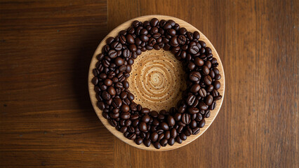 Elegant Coffee Beans and Cup Backgrounds for Stunning Designs | Rustic Coffee Beans and Cup Stock Images for Creative Projects | Premium Coffee Beans and Cup Backgrounds for Eye-Catching Visuals