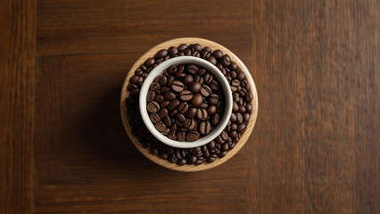 Elegant Coffee Beans and Cup Backgrounds for Stunning Designs | Rustic Coffee Beans and Cup Stock Images for Creative Projects | Premium Coffee Beans and Cup Backgrounds for Eye-Catching Visuals