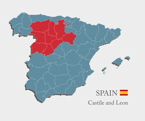 Vector map Spain, region Castile and Lion
