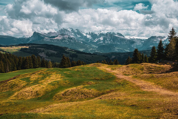 Fototapeta premium Panoramic view of the Alps in South Tyrol, Italy.