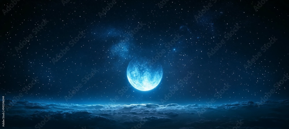 Canvas Prints full moon on dark night space. generative ai technology.