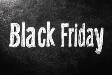 Obraz premium Black Friday special promotions written in chalk on a blackboard