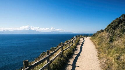Obraz premium Seaside trail with scenic lookout points, each offering unique ocean views