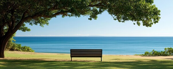 A quiet beachside park with a beautiful outlook of the ocean, ideal for peaceful seaside contemplation