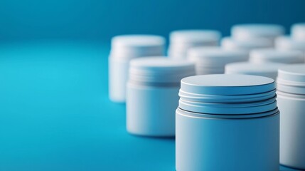 Unbranded skincare containers, blank surfaces, customization ready, 3D illustration