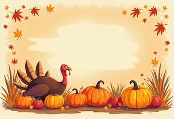 Autumn Harvest Line Art: Thanksgiving Inspired Vector Illustration for Printable and Digital Designs