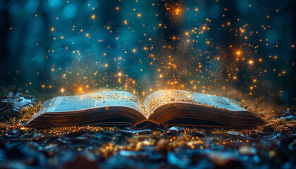 Magic book open and magic shines generated.AI