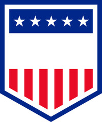 American shield icon. USA sticker. Flat style.