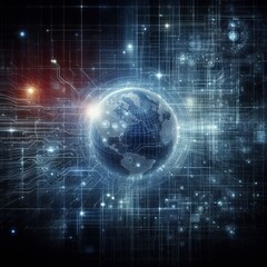 Obraz premium Digital backdround ideal for technological operations, neural networks, AI, data transmission and encryption, digital archives, audio and visual representations, scientific research 