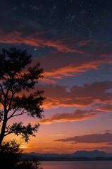 Naklejka premium sunset over the ocean