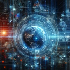 Obraz premium Digital backdround ideal for technological operations, neural networks, AI, data transmission and encryption, digital archives, audio and visual representations, scientific research 