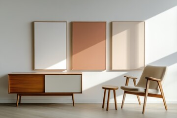 minimalist boho abstract shapes in apartment decor