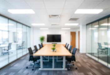 Modern bright office interior with furniture and daylight. Blurred background., ai