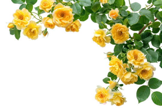 PNG Vibrant yellow roses on branches
