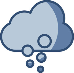 cloud and snow vector icon transparent background. replaceable blue color design