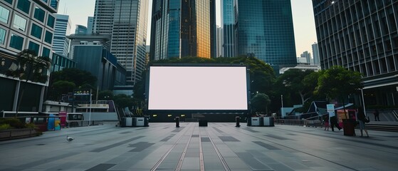 Blank Screen in Modern Cityscape - Urban Architecture