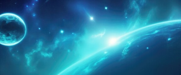 Obraz premium Beautiful Cyan Sci-fi cosmic space background
