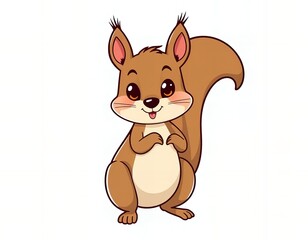 cartoon squirrel standing on hind legs with a white background.