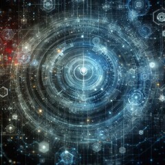 Obraz premium Digital backdround ideal for technological operations, neural networks, AI, data transmission and encryption, digital archives, audio and visual representations, scientific research 