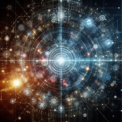 Obraz premium Digital backdround ideal for technological operations, neural networks, AI, data transmission and encryption, digital archives, audio and visual representations, scientific research 
