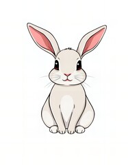 cartoon rabbit sitting down with ears wide open.