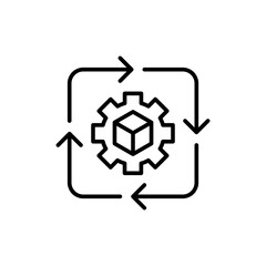 Workflow outline icons, minimalist vector illustration ,simple transparent graphic element .Isolated on white background