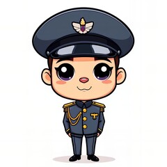 cartoon illustration of a boy in a military uniform.