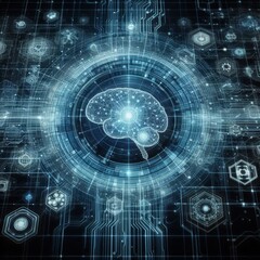 Obraz premium Digital backdround ideal for technological operations, neural networks, AI, data transmission and encryption, digital archives, audio and visual representations, scientific research 