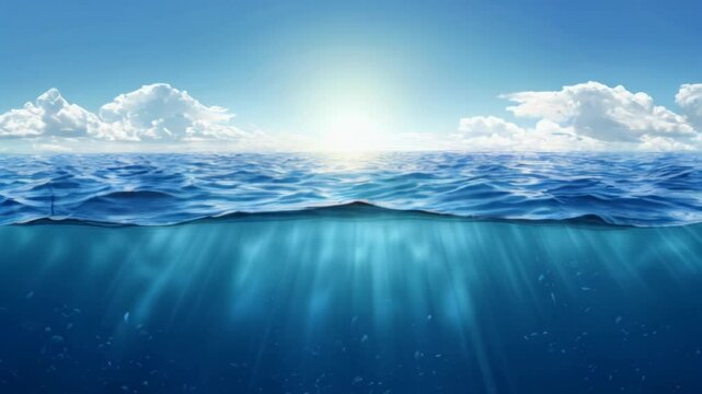 underwaterocean seascape background, clear water with sunshine