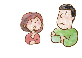 困っている男性と女性