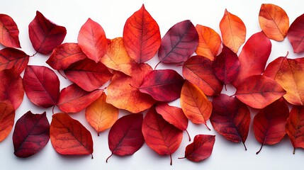 Autumn leaves floating isolated white background