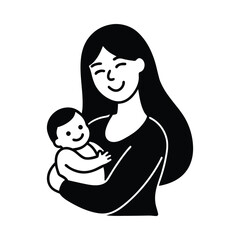 Mother Holding Child with Compassion, Heartfelt vector Illustration
