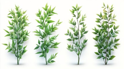 Fototapeta premium Lush Green Branches Isolated on White Background Generative AI