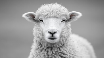 Fototapeta premium Curious Sheep Close-up Generative AI