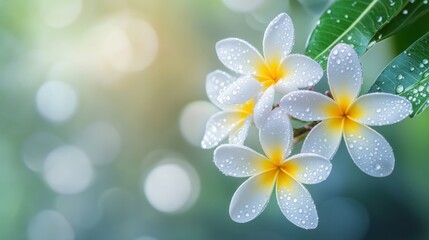 Delicate White Plumeria Flowers