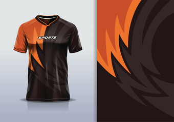 Sport jersey design template mockup curve line for football soccer, running, esports, black orange color © Nimpuna O