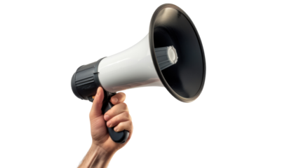 Male hand holding a megaphone