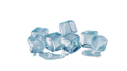 Blue ice cubes with frost on top of them