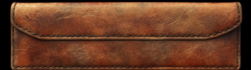 Fototapeta premium Vintage Leather Wallet, worn and marked, features a playful cartoon design, showcasing its unique character and charm in a detailed 3D representation.