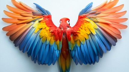 Obraz premium Colorful parrot with wings spread open Generative AI