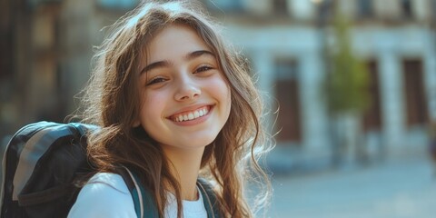 Young Woman with Backpack, Outdoor Enthusiast