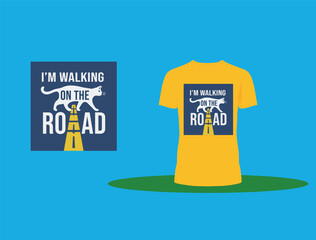 T shirt Design cat image with typography funny traffic sign with cat 